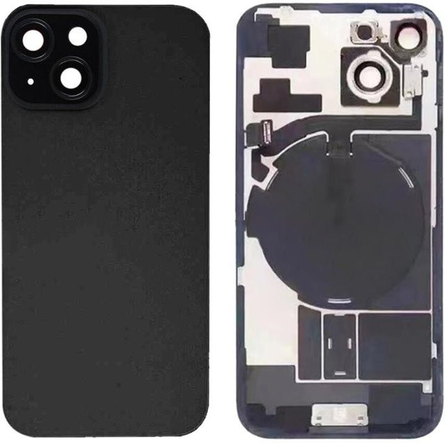 SZWBTD Glas-Akku-Rückseite für iPhone 15 mit Blitzhalterung und kabellosem Lademodul in Schwarz - Bild 1