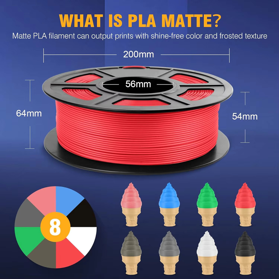 JAYO 3D-Drucker-Filament PLA Matt Multicolour 1,75 mm 5 Rollen - Bild 2