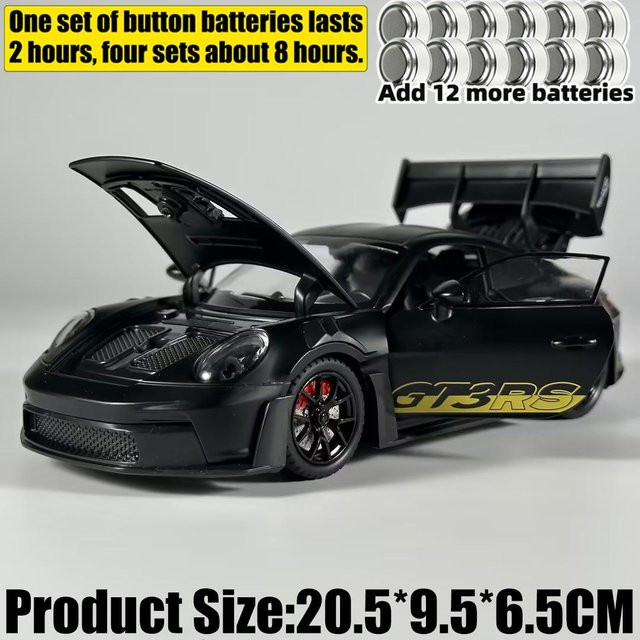 Linyi toy car Porsche 911 GT3 RS 992 Generation, Modellauto, 1:24, Metall, schwarz, ab 14 Jahren - Bild 1