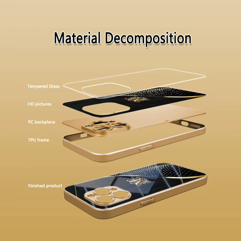 Mairuige Elegante Goldene Glas-Handyhülle mit Initialen M für iPhone 17 16 15 14 13 Pro Plus - Bild 3