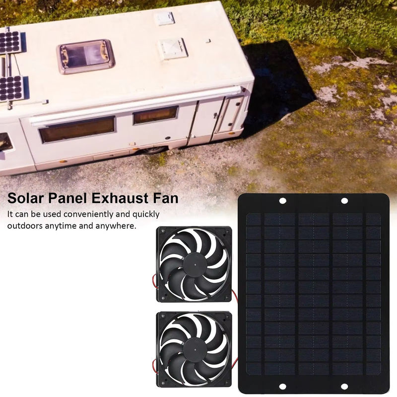 EESBAO Mini Solar-Abluftventilator mit Solarpanel und Akku, Schwarz, aus Kunststoff - Bild 4