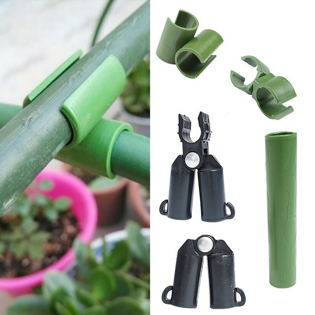 10 Stück Universal-Kunststoff-Clips in Grün zur Pflanzenunterstützung für Durchmesser von 11–20 mm - Bild 1