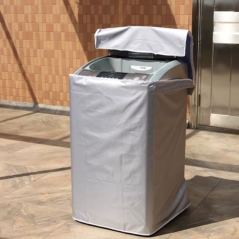 Haier Waschmaschinen-Abdeckung aus Polyester für Toplader und Wäschetrockner, wasserdicht und staubdicht mit Silberbeschichtung, Farbe: Silber - Bild 4