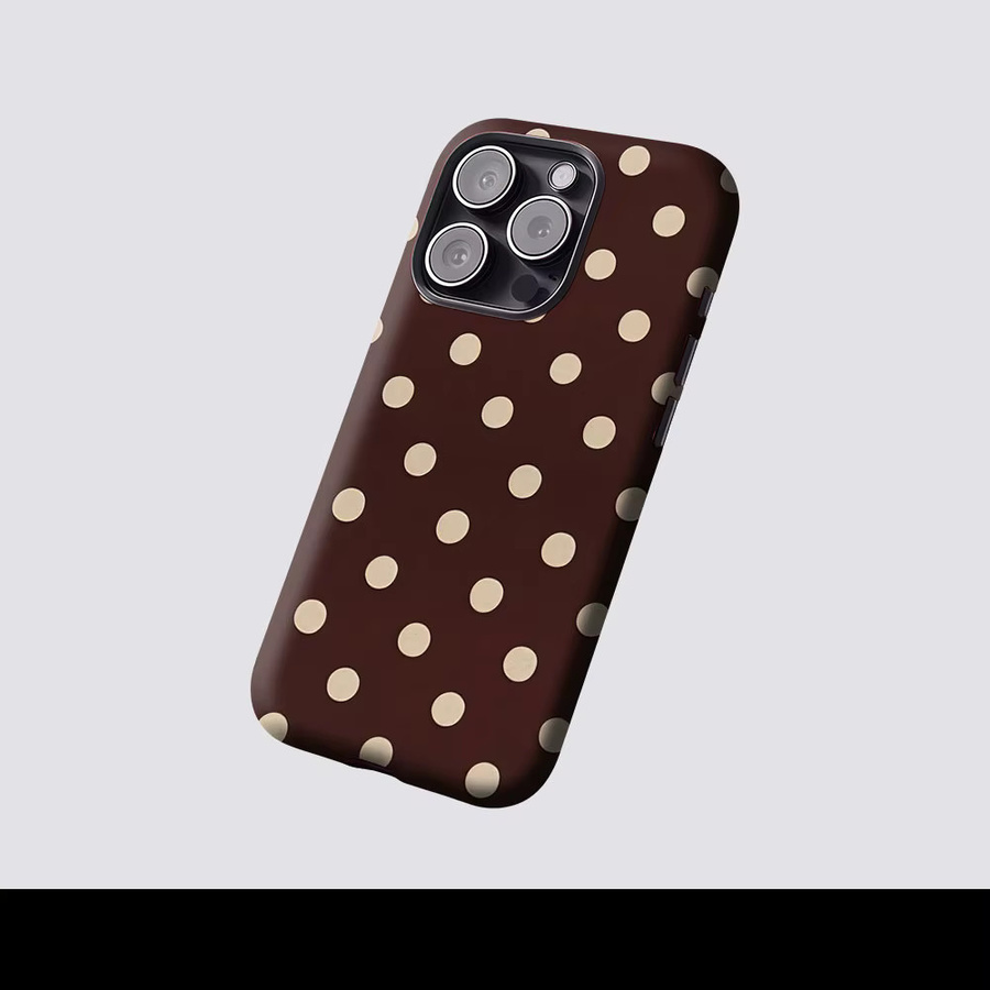 Aurbe 2-in-1 MagSafe Hülle mit mattem Film und Vintage Polka Dot Print für iPhone 17 16 15 14 Plus Pro Max, Stoßfeste Hartschale, Braun - Bild 2