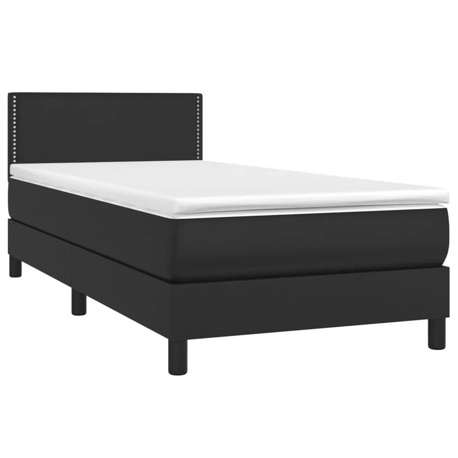 vidaXL Boxspringbett Hybrid mit Matratze und Taschenfederkern, Schwarz, B/T/H: 90 x 193 x 88 cm - Bild 2