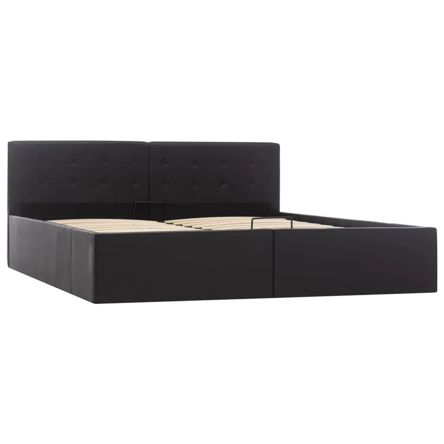 vidaXL Stauraumbett mit Hydraulik in Schwarz aus Kunstleder, B/T/H: 160 x 200 x 211 cm - Bild 2