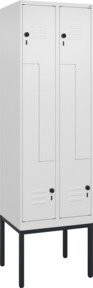 C+P Z-Spind Classic PLUS Garderobenschrank mit 4 Fächern und Sicherheits-Drehriegel, Farbe: Weiß/Grau, H x B x T: 212 x 60 x 50 cm - Bild 1