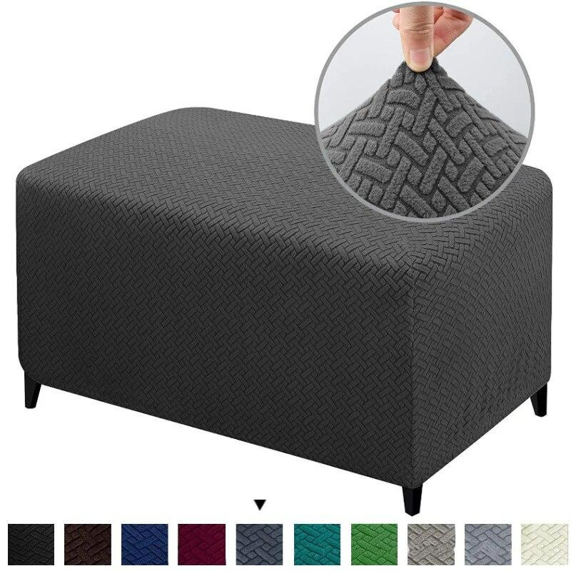 Waschbarer Jacquard Ottoman Bezug aus Stretch-Stoff in Schwarz für Hocker und Bänke von Your Warm Home - Bild 2