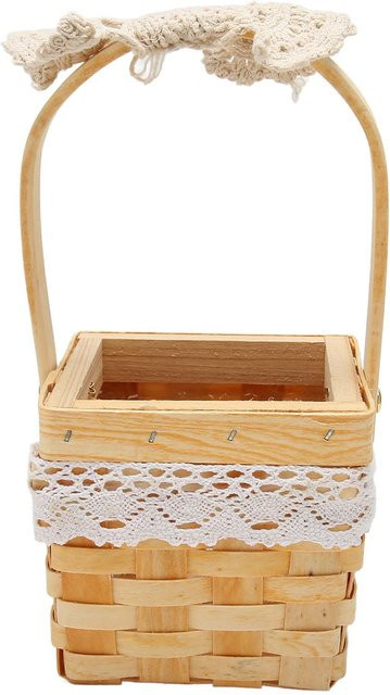 Wosawe Rattan-Blumenkorb mit Henkel und Plastikschicht für Hochzeiten und Dekorationen - Bild 1