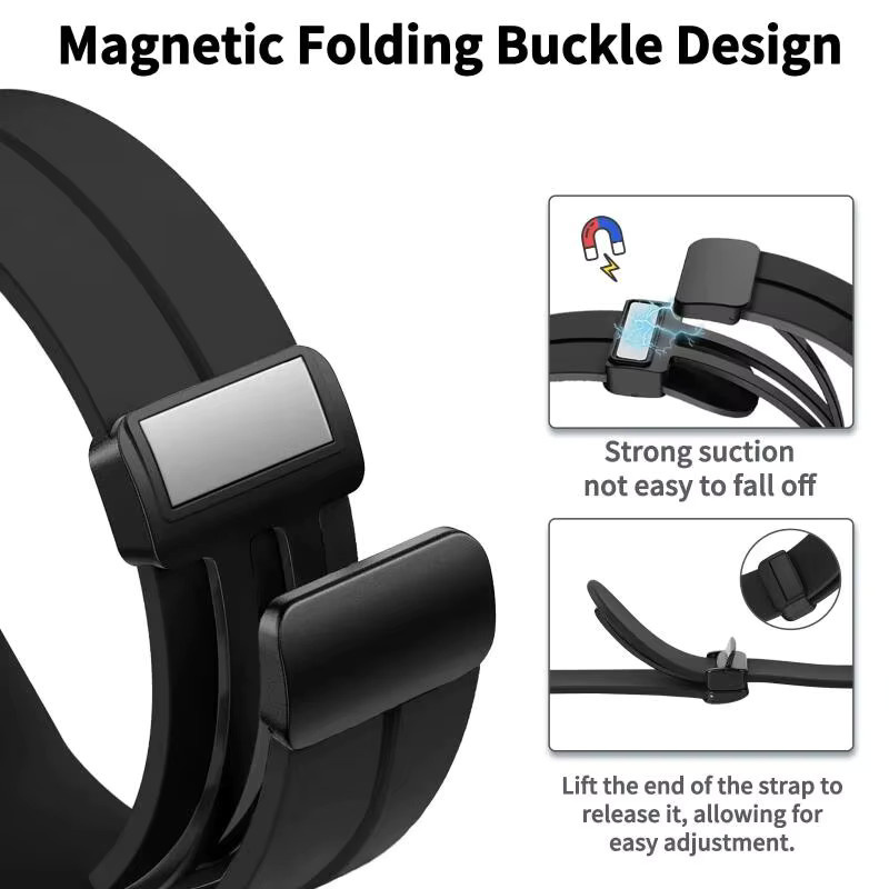 Motorola Uhrenarmband Silikon, Magnetische Schnalle, Schwarz, Unisex - Bild 2