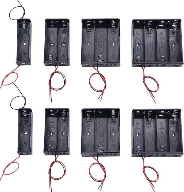 3 Stück 18650 Batteriehalter mit Kabel für 3,7 V bis 14,8 V in Schwarz - Bild 1