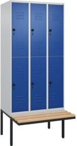 C+P Doppelstock-Spind Classic PLUS Sitzbank mit 3 Abteilen, Buche-Hartholz und Sicherheits-Drehriegel, B/T/H: 212,0 x 90,0 x 81,5 cm - Bild 1