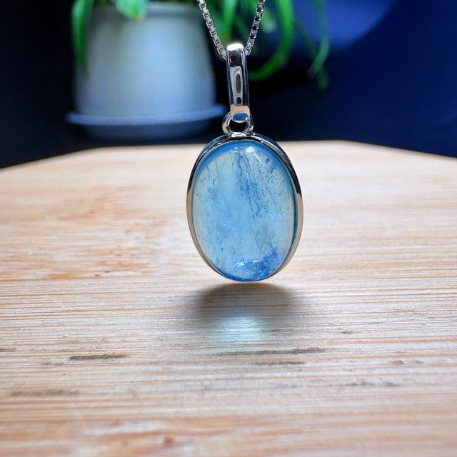 Fengbaowu Anhänger Aquamarin, ovaler Cabochon, Silber, Damen - Bild 1