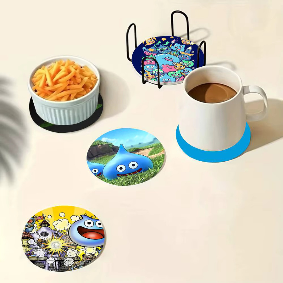 Holzuntersetzer Dragon Quest Rocket Slime mit Farbdruck, rund, Mehrfarbig - Bild 2