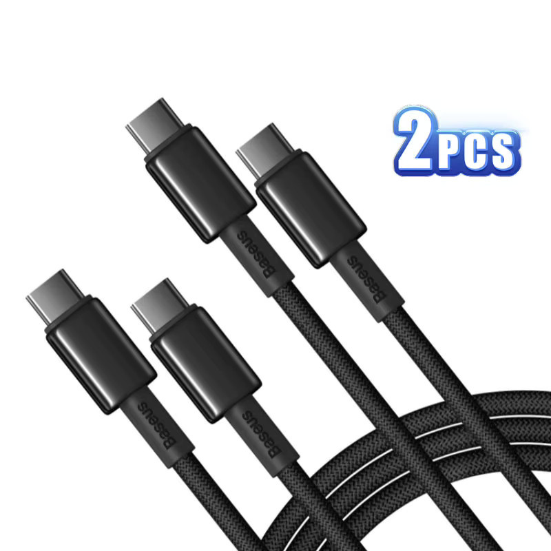 Baseus 2er Pack USB C auf USB C Kabel 100 W Schnellladegerät in Schwarz für iPhone 16 15, MacBook und iPad Pro - Bild 4