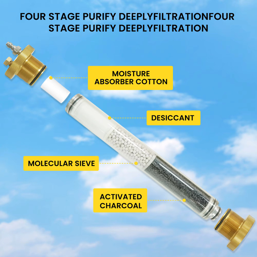 TUXING Öl-Wasser-Filter Separator für 300 Bar Kompressoren und 4500 Psi Tauchausrüstung, Außendurchmesser: 49 mm, Innendurchmesser: 36 mm, Länge: 350 mm - Bild 2