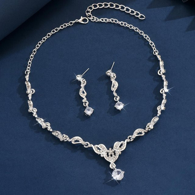 Lucky Star Jewelry Schmuck-Set, Halskette, Ohrringe, Kupferlegierung, Schwarz, Zirkonia, Damen - Bild 1