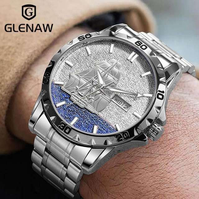 GLENAW Armbanduhr Automatik, Edelstahl, Silber, Herren - Bild 1