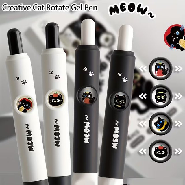 4 Stück Kawaii-Katzenstifte mit Pfoten-Design, 0,5 mm Spitze, schnell trocknende schwarze Tinte, ideal für Schule und Journaling - Bild 1
