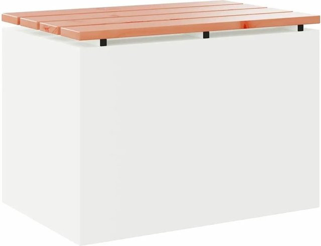 vidaXL Gartenbank modern in Weiß aus Holz und Metall, B/T/H: 60 x 40 x 43 cm - Bild 1