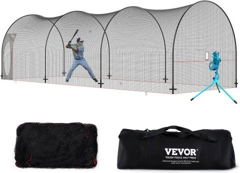 VEVOR Baseball Schlagkäfig mit Rahmen und Netz in Schwarz, B/H/T: 10 x 3,6 x 3 m - Bild 1