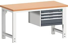 Werkbank cubio W-1577/11-237 in Anthrazitgrau mit höhenverstellbarer Holzplatte, Breite: 120 cm, Tiefe: 75 cm, Höhe: 150 cm bis 85 cm - Bild 1