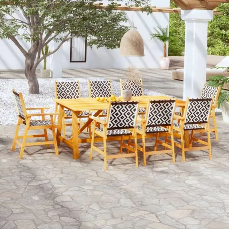 Prolenta Premium 9-teiliges Gartenmöbel-Set aus Akazie Massivholz und Polyrattan in Braun - Bild 1