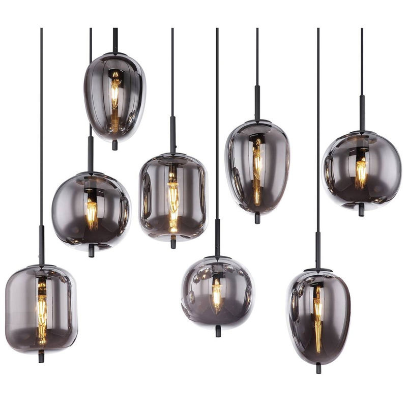 Globo Lighting Pendelleuchte Blacky in Schwarz mit Rauchglas, B/H/T: 34 x 120 x 94 cm, E14, 8 Fassungen - Bild 2
