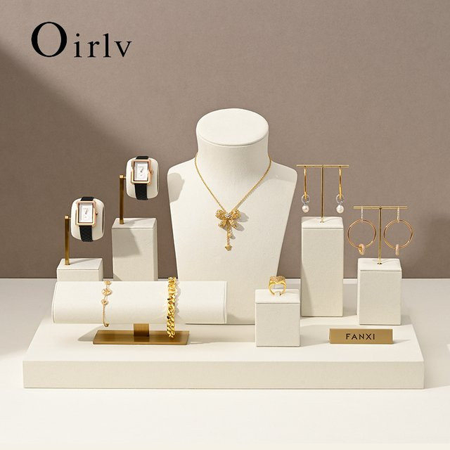 Oirlv Schmuckständer in Beige aus Metall als Organizer für Ohrringe, Ringe, Armbänder, Uhren und Halsketten - Bild 1