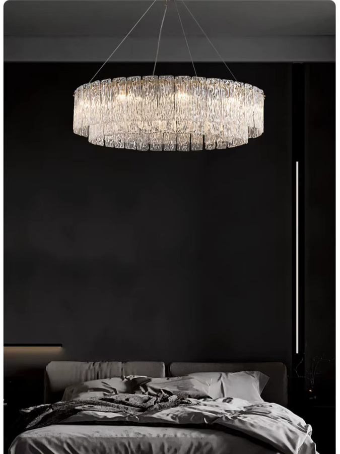 JIANKEXING LED-Glas-Kronleuchter Modern in Silber und Transparent für Wohnzimmer, Schlafzimmer oder Esszimmer - Bild 5