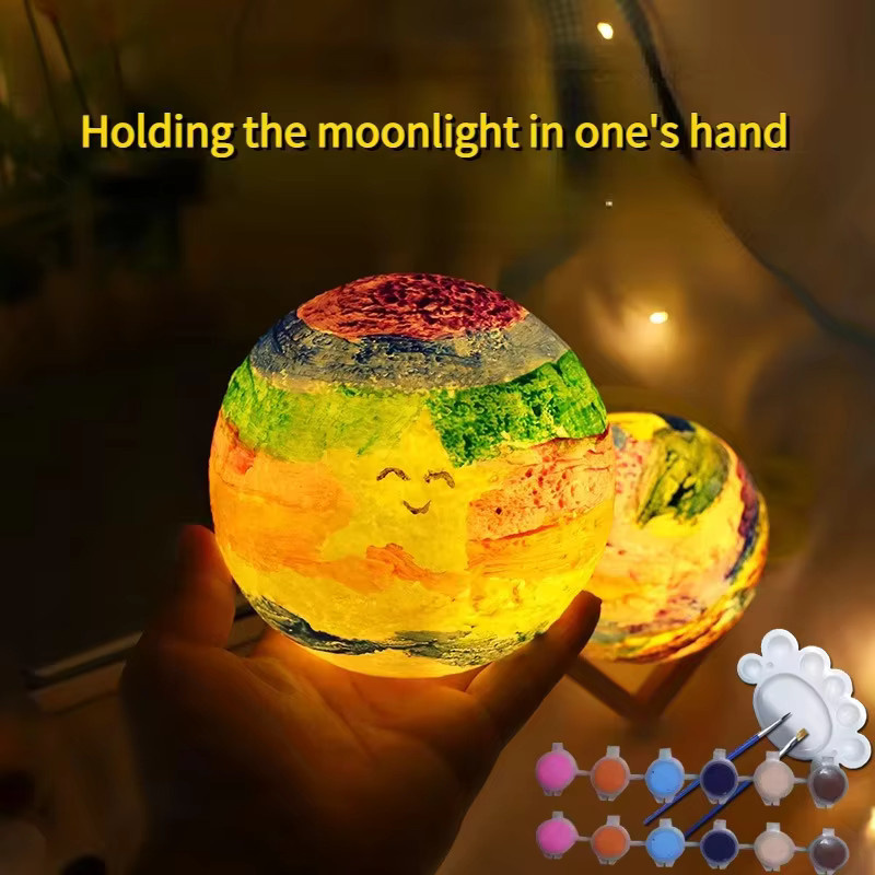 DIY Planet Lampe 3D Mond Galaxy Nachtlicht mit Graffiti-Kunst für Schlafzimmer und Wohnzimmer, Mehrfarbig - Bild 3