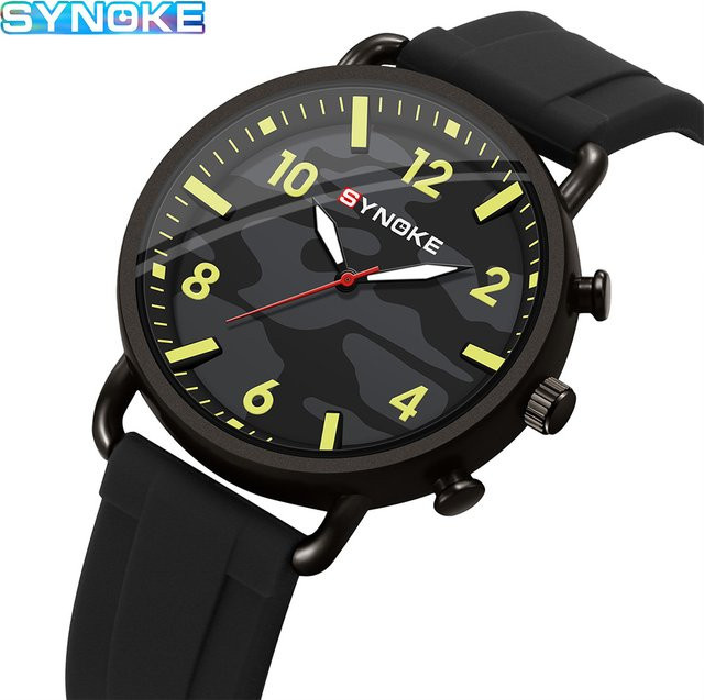 SYNOKE Armbanduhr, Quarz, Silikon, Schwarz, Herren - Bild 1