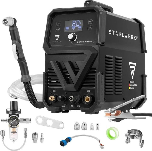 STAHLWERK Plasmaschneider CUT 80 P Digital 80 Ampere mit 25 mm Schneidleistung und THC in Schwarz - Bild 1