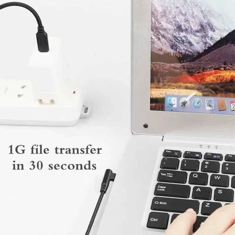 60W USB-C zu USB-C Kabel in Schwarz mit 90 Grad Winkel für PD Schnellladung und Datensynchronisation, nylonummanteltes Typ-C Kabel für Gaming-Handys und Tablets - Bild 5