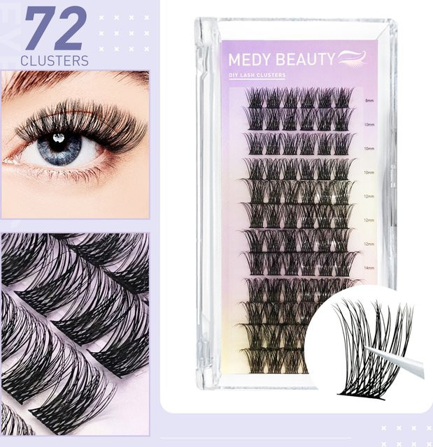 Medy Lashes DIY 72-Cluster-Wimpern, Mischlänge, Unisex - Bild 1