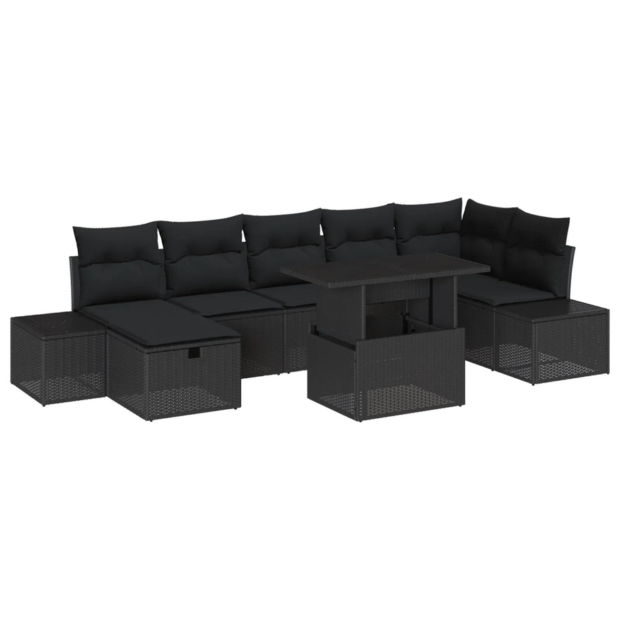 vidaXL Garten-Sofa-Set 8-teilig aus Poly-Rattan und Stahl in Schwarz - Bild 2