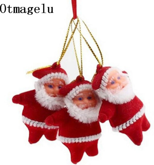 6er Set Otmagelu Weihnachtsbaum Anhänger Mini Santa Claus Puppen in Rot und Multicolour aus Textil - Bild 1