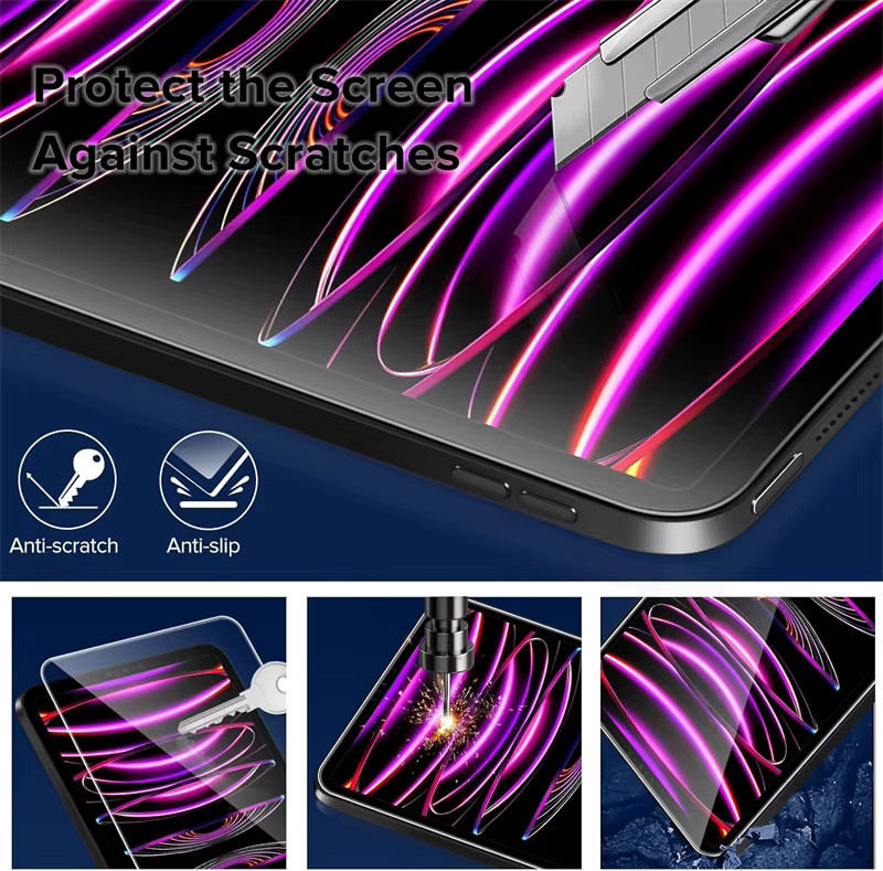 4er-Set Panzerglas Display- und Kameraobjektivschutzfolie für Apple iPad Pro 11 Zoll, 12,9 Zoll und iPad Air 6, transparent, HD klar gehärtetes Glas - Bild 5