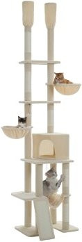 Pawz Road Kratzbaum deckenhoch in Beige mit Hängematte und Höhle aus Sisal und Holz - Bild 1