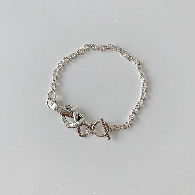 Armband 925 Sterlingsilber, Schleife Kreis Anhänger, Damen Herren, gray - Bild 1