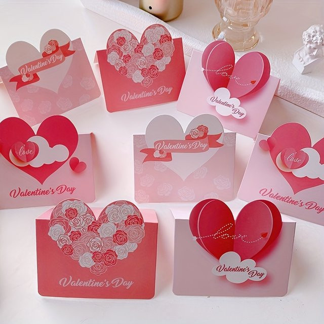 20 herzförmige Grußkarten aus Papier in Pink, hochwertige leere Blanko-Karten für Geburtstag und Thanksgiving - Bild 1