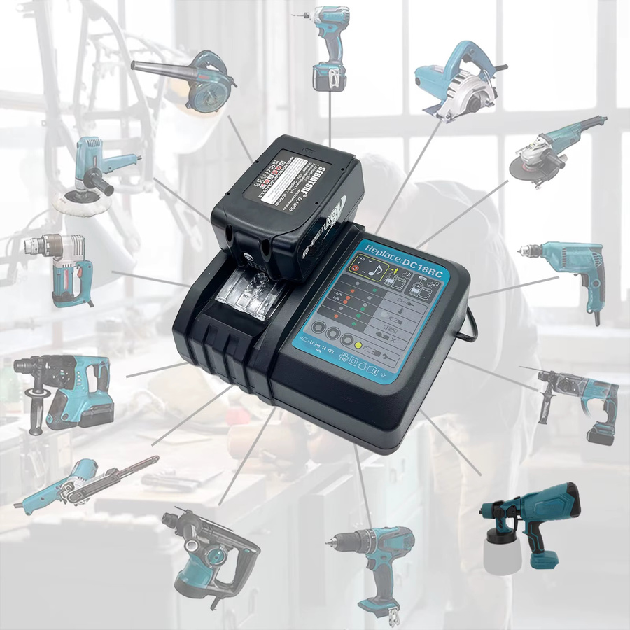 Makita Akku-Set mit 2 Lithium-Ionen-Akkus 18V 8,0Ah und DC18RC Schnellladegerät in Schwarz - Bild 6