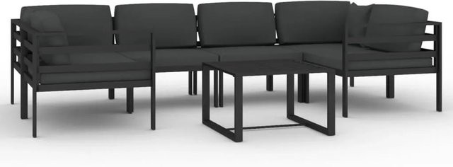 vidaXL 7-tlg Garten-Lounge-Set aus Aluminium in Anthrazit mit Polsterkissen und L-Form - Bild 1