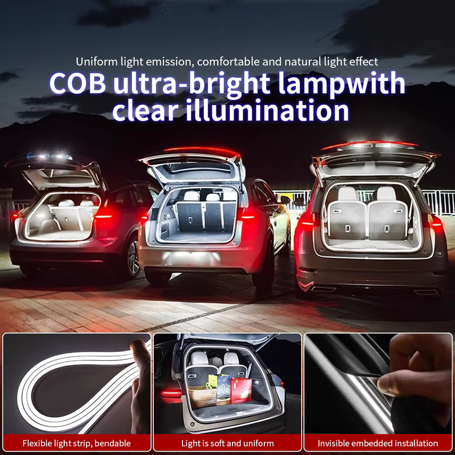 Flexible LED Umgebungsbeleuchtung für dein Auto aus Silikon in Weiß zur Dekoration von Heckklappe und Frunk - Bild 3