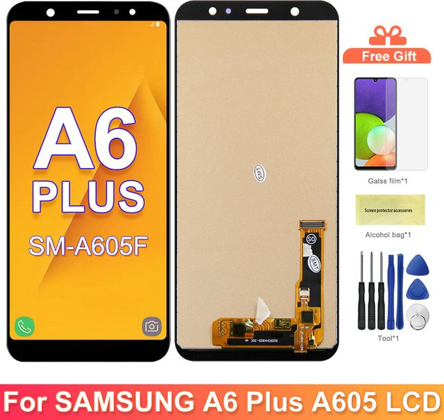 Samsung Galaxy A6 Plus 2018 LCD Display mit Touchscreen Digitizer in Schwarz für Modell A605 A605F A605FN - Bild 1