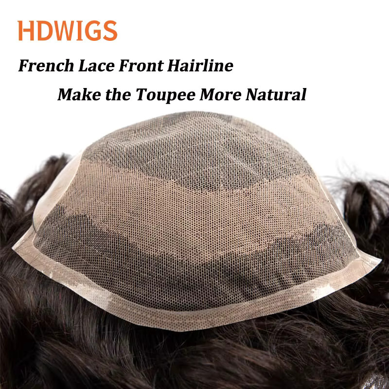 HDWIGS Herren-Haarprothese, Indisches Echthaar, Schweizer Spitze, PU - Bild 3
