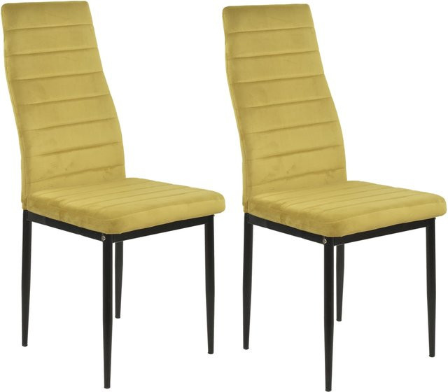 HTI-Living Esszimmerstuhl Memphis 2er Set aus Samt in Curry Orange/Gelb mit Metallgestell - Bild 1