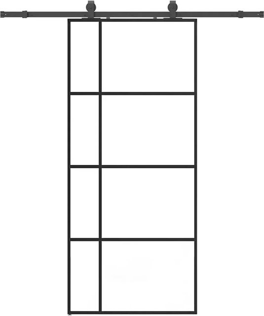 vidaXL Schiebetür aus ESG-Glas in Schwarz mit Beschlag, modern, B: 90 cm, H: 205 cm - Bild 1