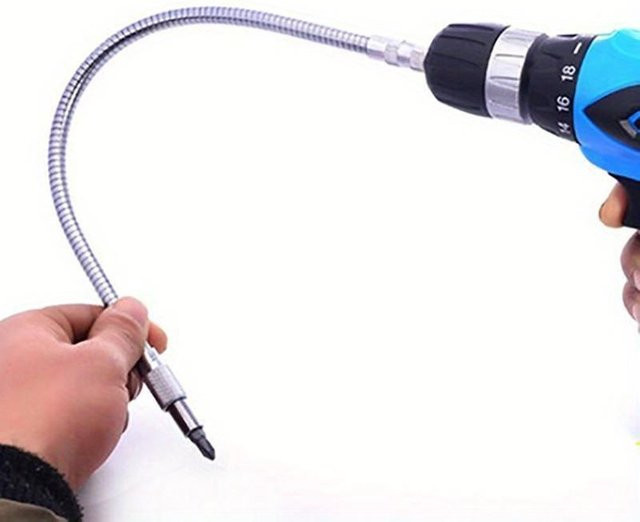 Flexibler Biege Wellen Anschluss Adapter aus Metall in Silber für elektrische Bohrer und Holzbearbeitung Werkzeuge - Bild 1