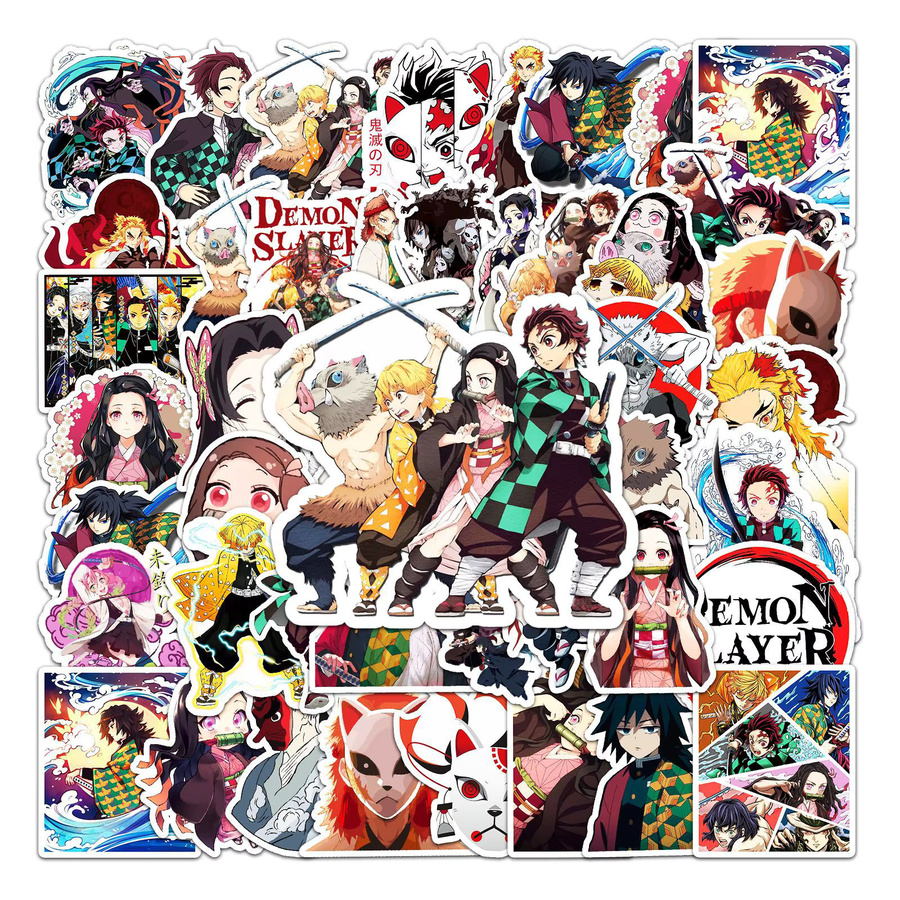 50 Stück Bandai Anime Demon Slayer Graffiti Aufkleber, wasserfeste Cartoon Sticker in Multicolour für Laptop, Telefon und Notizbuch - Bild 2